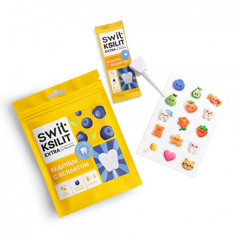 Леденцы на палочке Swit by Revyline Ksilit Extra Черника, 8 шт.